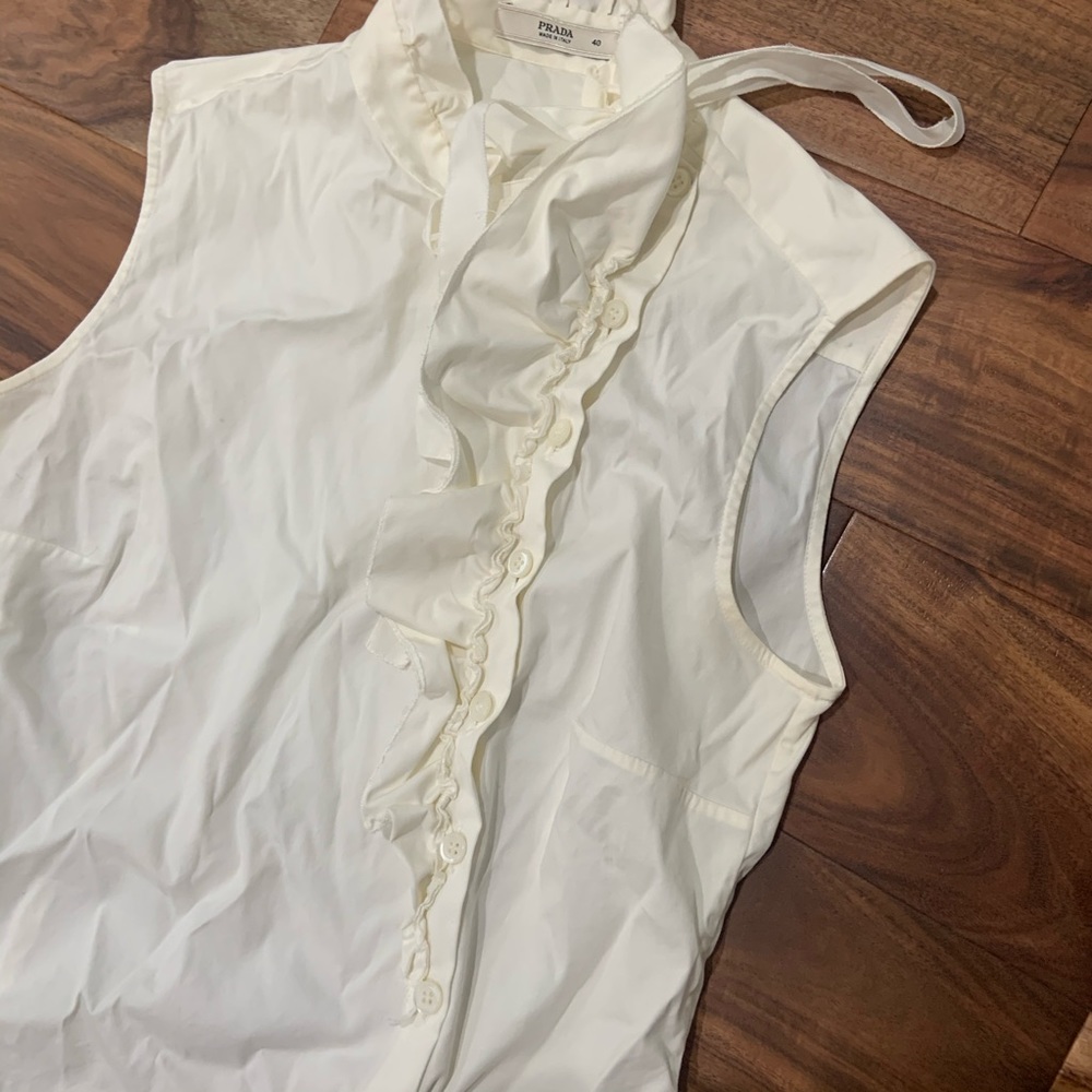 Prada Button-Up Ruffle Blouse